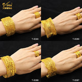 24K Dubai Plated Cuff Bracelet With Ring for Women