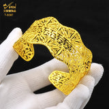 24K Dubai Plated Cuff Bracelet With Ring for Women