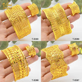 24K Dubai Plated Cuff Bracelet With Ring for Women