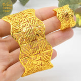 24K Dubai Plated Cuff Bracelet With Ring for Women