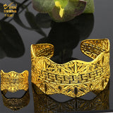 24K Dubai Plated Cuff Bracelet With Ring for Women