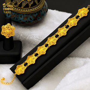 Ethiopian Plated Bracelet With Ring For Woman Wedding African Dubai Jewelry