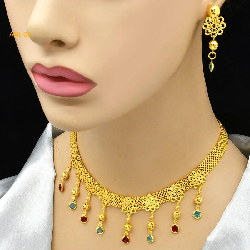 African Jewelry Set Dubai Bride Earrings Ring Wedding Jewelery Set Gift