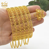 24K Plated Chain Bangles Bracelet With Ring For Women