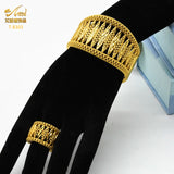 Bohemian Wide Bracelet with Ring Dubai 24K Gold Wedding Jewelry