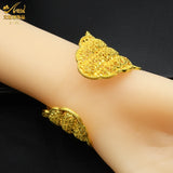 Nigerian Adjustable Bangles With Ring For Women African Plated Bracelets