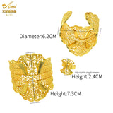 Nigerian Adjustable Bangles With Ring For Women African Plated Bracelets