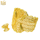 Nigerian Adjustable Bangles With Ring For Women African Plated Bracelets