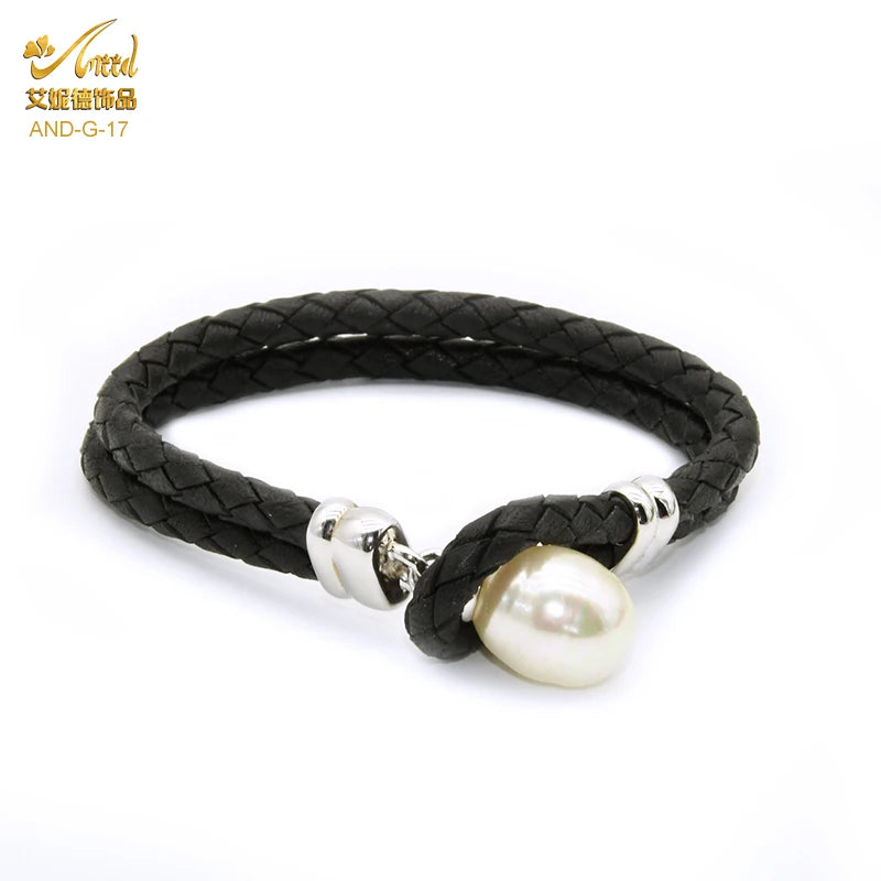 Pearl Leather Bracelet For Women Multilayer Braided Rope Jewelry Chain Charm