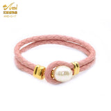 Pearl Leather Bracelet For Women Multilayer Braided Rope Jewelry Chain Charm