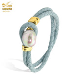 Pearl Leather Bracelet For Women Multilayer Braided Rope Jewelry Chain Charm