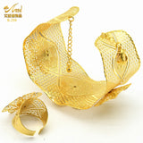 Plated Bangles With Ring Arabic Charm Bracelet Dubai Wedding