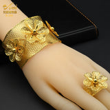 Plated Bangles With Ring Arabic Charm Bracelet Dubai Wedding