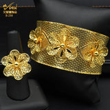 Plated Bangles With Ring Arabic Charm Bracelet Dubai Wedding
