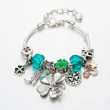 Adjustable Lobster Clasps Green Beaded Charms Bracelet