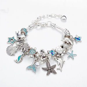 Adjustable Sea Animals Beaded Charms Bracelet for Women