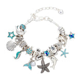 Adjustable Sea Animals Beaded Charms Bracelet for Women