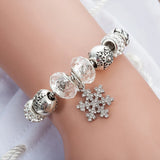 Snowflake Charm Bracelet Beads Chain Christmas Party Women
