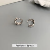 925 Silver Ins Style Wind Face Diamond Cross Grain Stud Earrings Mini Earrings