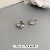925 Silver Ins Style Wind Face Diamond Cross Grain Stud Earrings Mini Earrings