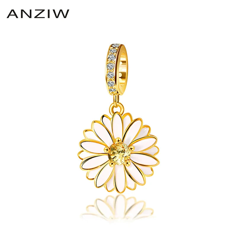 925 Silver Enamel Daisy Beads for Bracelet