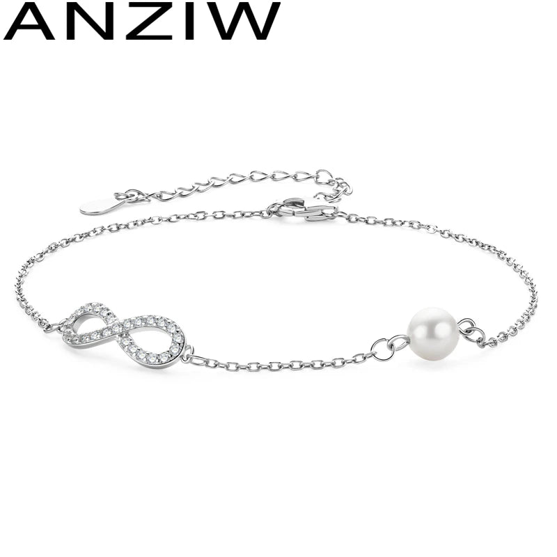 925 Silver Bracelet with Cubic Zircon & Natural Pearl