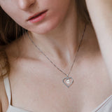 925 Silver Freshwater Pearl Heart Pendant Necklace