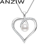 925 Silver Freshwater Pearl Heart Pendant Necklace
