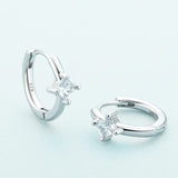 925 Silver Princess Cut CZ Hoop Earrings for Women
