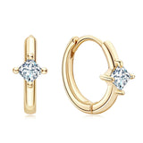 925 Silver Princess Cut CZ Hoop Earrings for Women