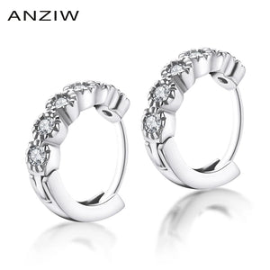 925 Silver CZ Hoop Earrings Wedding Party Jewelry