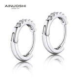 925 Silver CZ Row Drill Hoop Earrings for Women