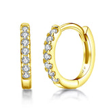 925 Silver CZ Row Drill Hoop Earrings for Women