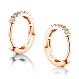 925 Silver CZ Row Drill Hoop Earrings for Women