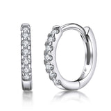 925 Silver CZ Row Drill Hoop Earrings for Women