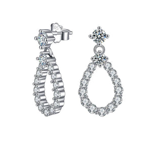 925 Silver Teardrop CZ Stud Earring Women Engagement Wedding Party