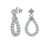 925 Silver Teardrop CZ Stud Earring Women Engagement Wedding Party