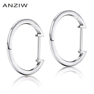925 Silver Hoop Earrings Women Engagement Wedding Party Jewelry