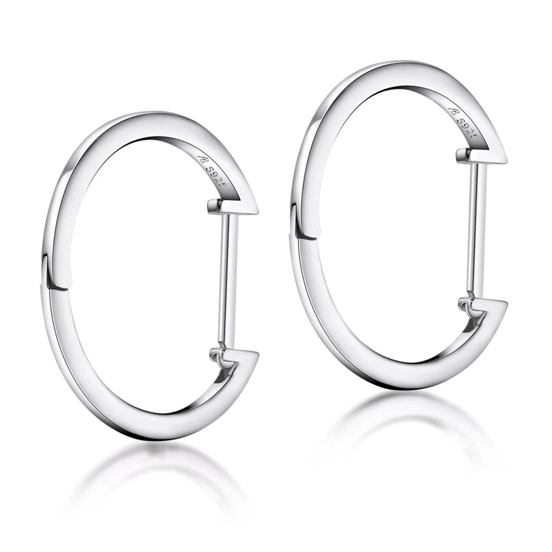 925 Silver Hoop Earrings Women Engagement Wedding Party Jewelry