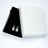 925 Silver Clover CZ & 8mm Pearl Stud Earrings
