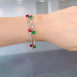 Lab Created Emerald Bracelet - Sterling Silver Cushion Cut for Women