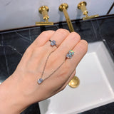 Sterling Silver 6*8mm SONA Diamond Pendant Necklace