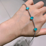Sterling Silver Oval Cut Emerald Ruby Bracelet