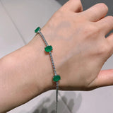 Sterling Silver Oval Cut Emerald Ruby Bracelet