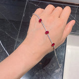Sterling Silver Oval Cut Emerald Ruby Bracelet