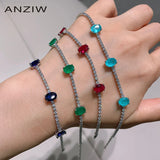 Sterling Silver Oval Cut Emerald Ruby Bracelet