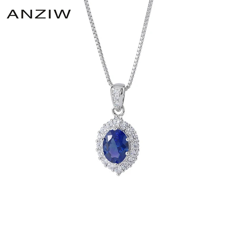 Vintage Classic Pendant Necklace with Lab Sapphire