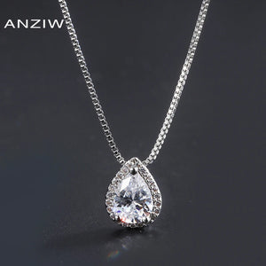 Vintage Pear Cut SONA Diamond Pendant Necklace for Women