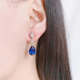 Lab Created Sapphire Stud Earrings 8x13mm