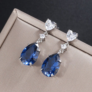 Lab Created Sapphire Stud Earrings 8x13mm